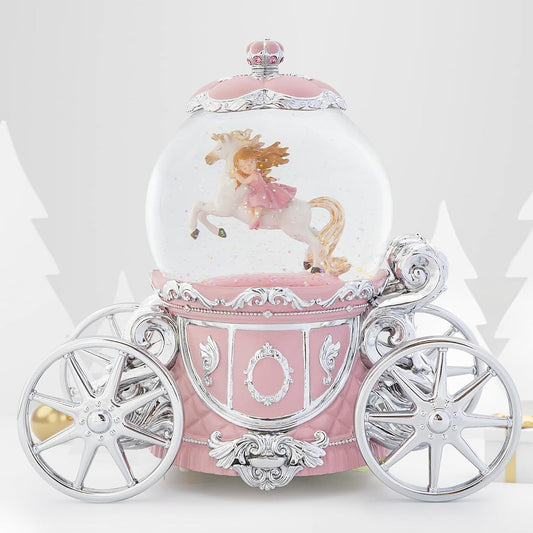Unicorn Princess Carriage Snow Globe Music Box for All Ages