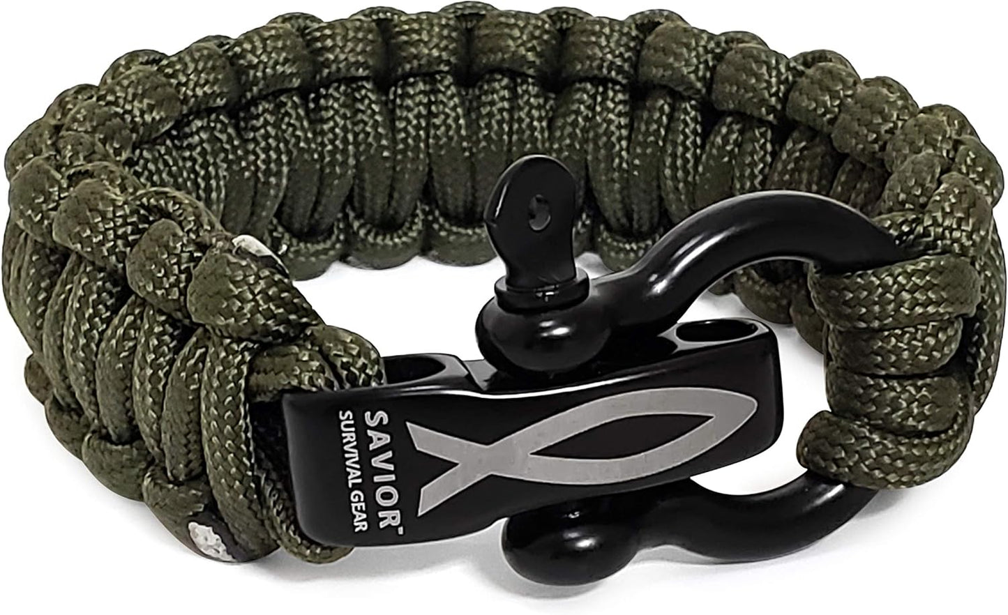 Savior Survival Paracord Bracelet: Adjustable Steel Shackle