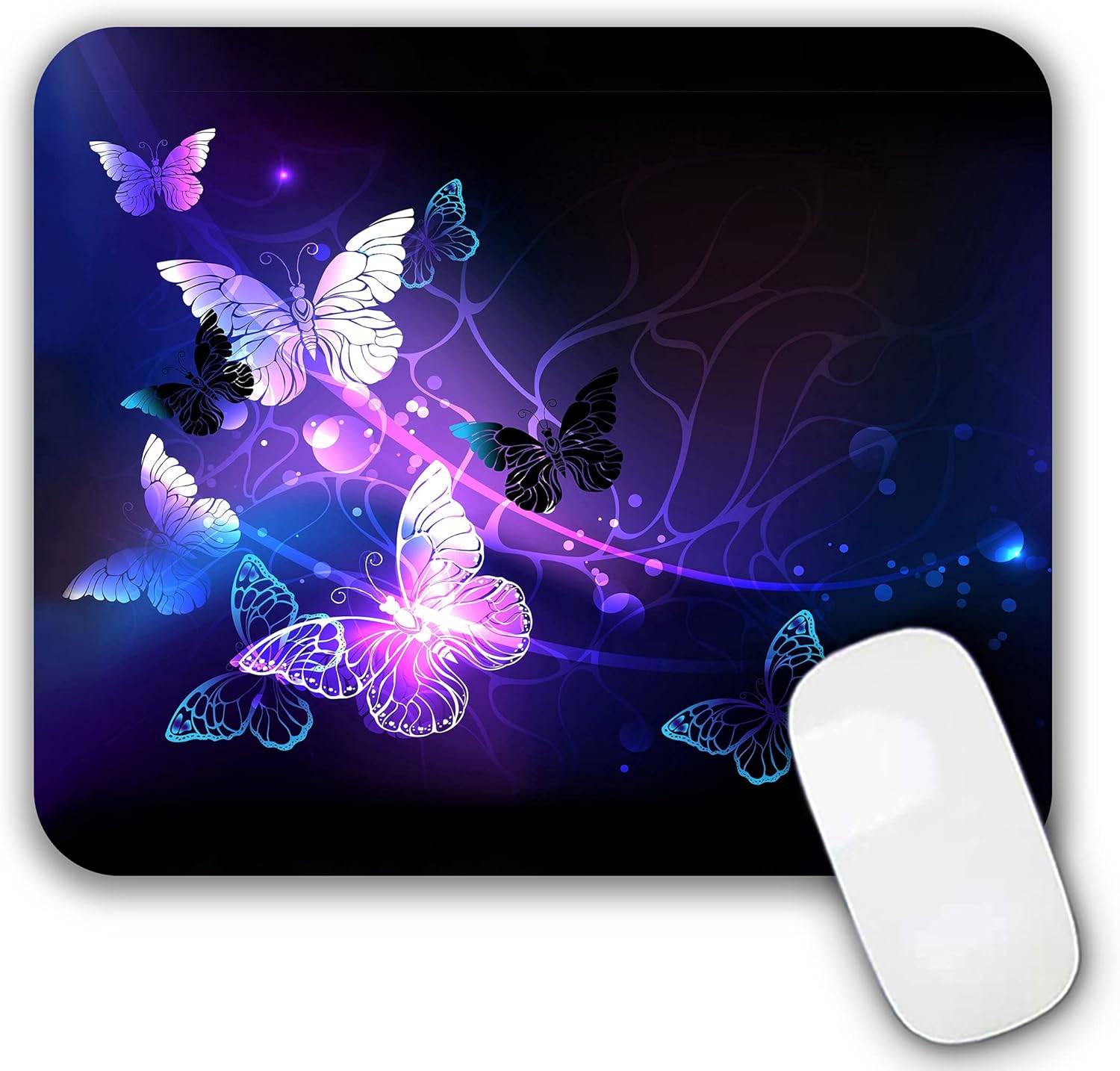 Non-Slip Gaming Mouse Pad with Stylish Purple Butterflies Design