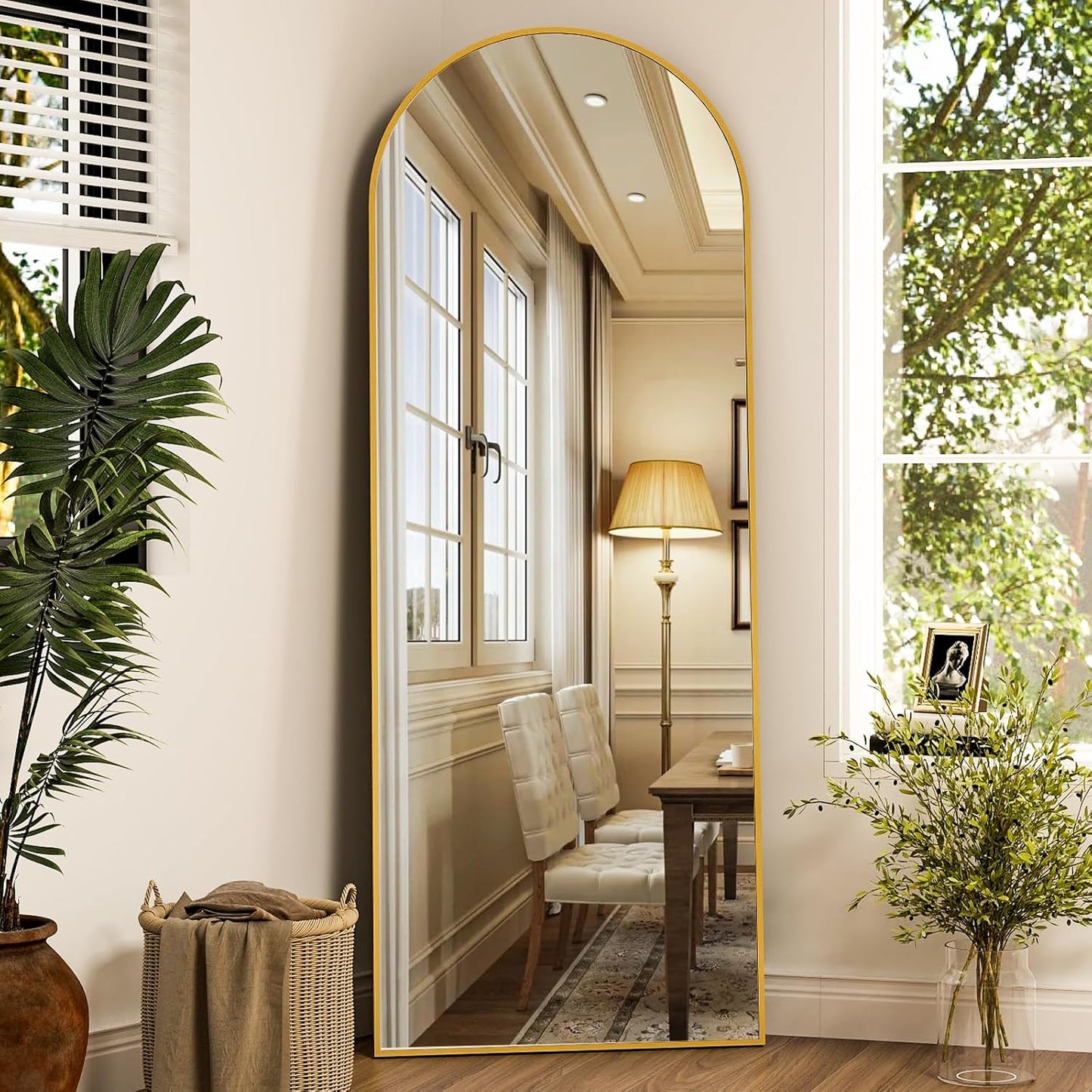 Arched Full Length Mirror with Stand for Elegant Home Decor