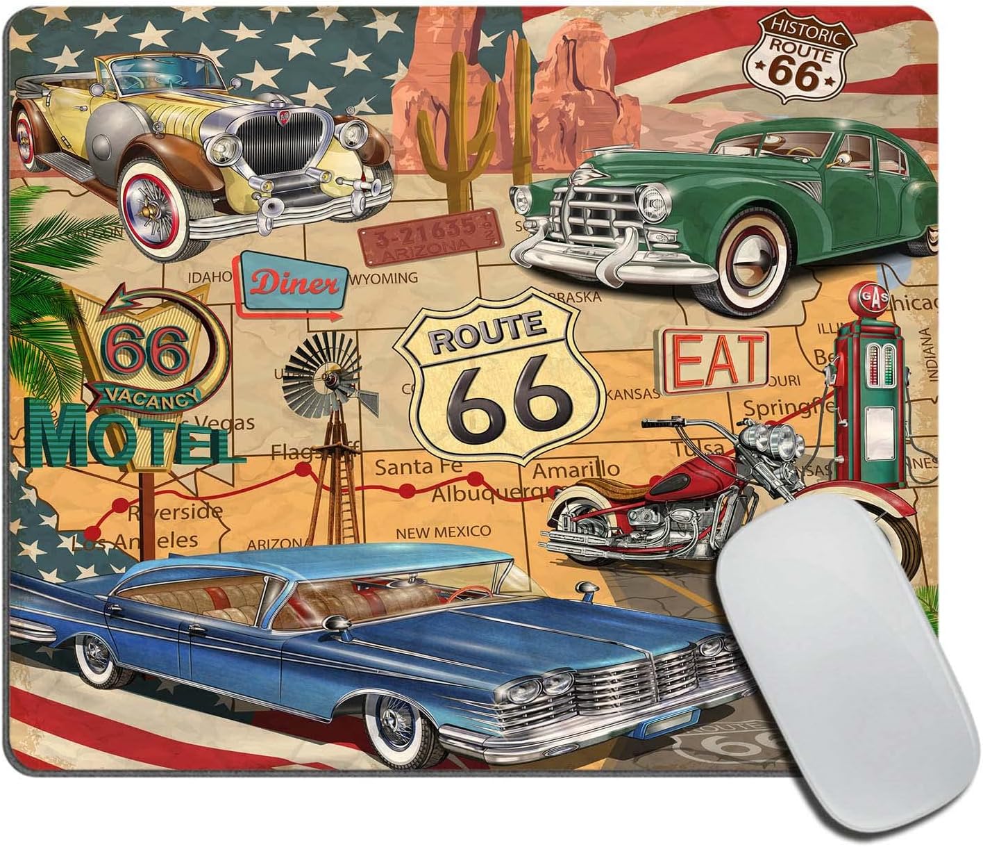 Vintage Route 66 Non-Slip Mouse Pad - Enhanced Precision