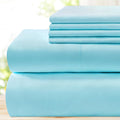 BYSURE 6 Pieces Bed Sheets Set King Aqua Blue - Hotel Luxury Super