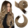 Moresoo Hair Tape In Extensions Balayage Dark Brown to Medium Brown