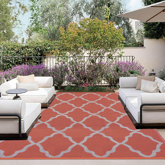 Outdoor Plastic Area Rug for Patio - Reversible & UV Resistant