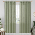 LAMIT Sage Green Linen Curtains 52 x 80 in - Light Filtering Panels