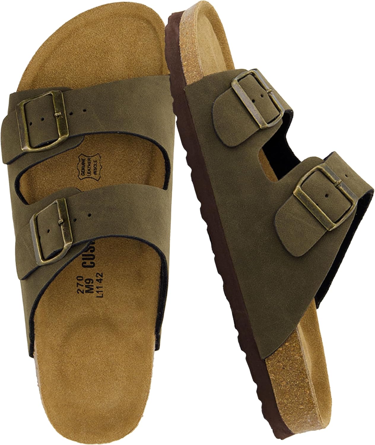 CUSHIONAIRE Lane Cork Footbed Mens Sandals for Summer Comfort