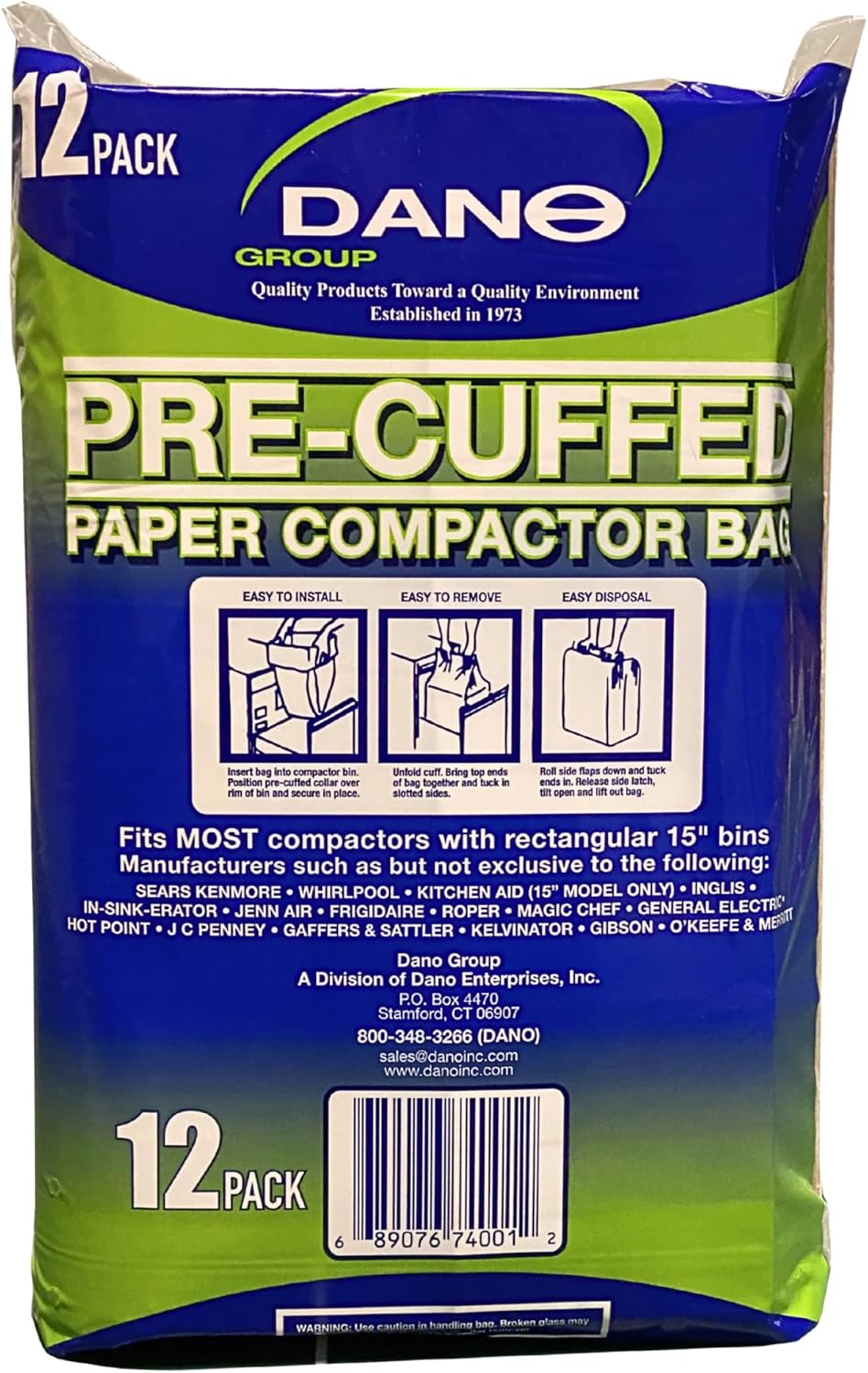 Dano Pre-Cuffed Compactor Bags for Kitchen Use and More