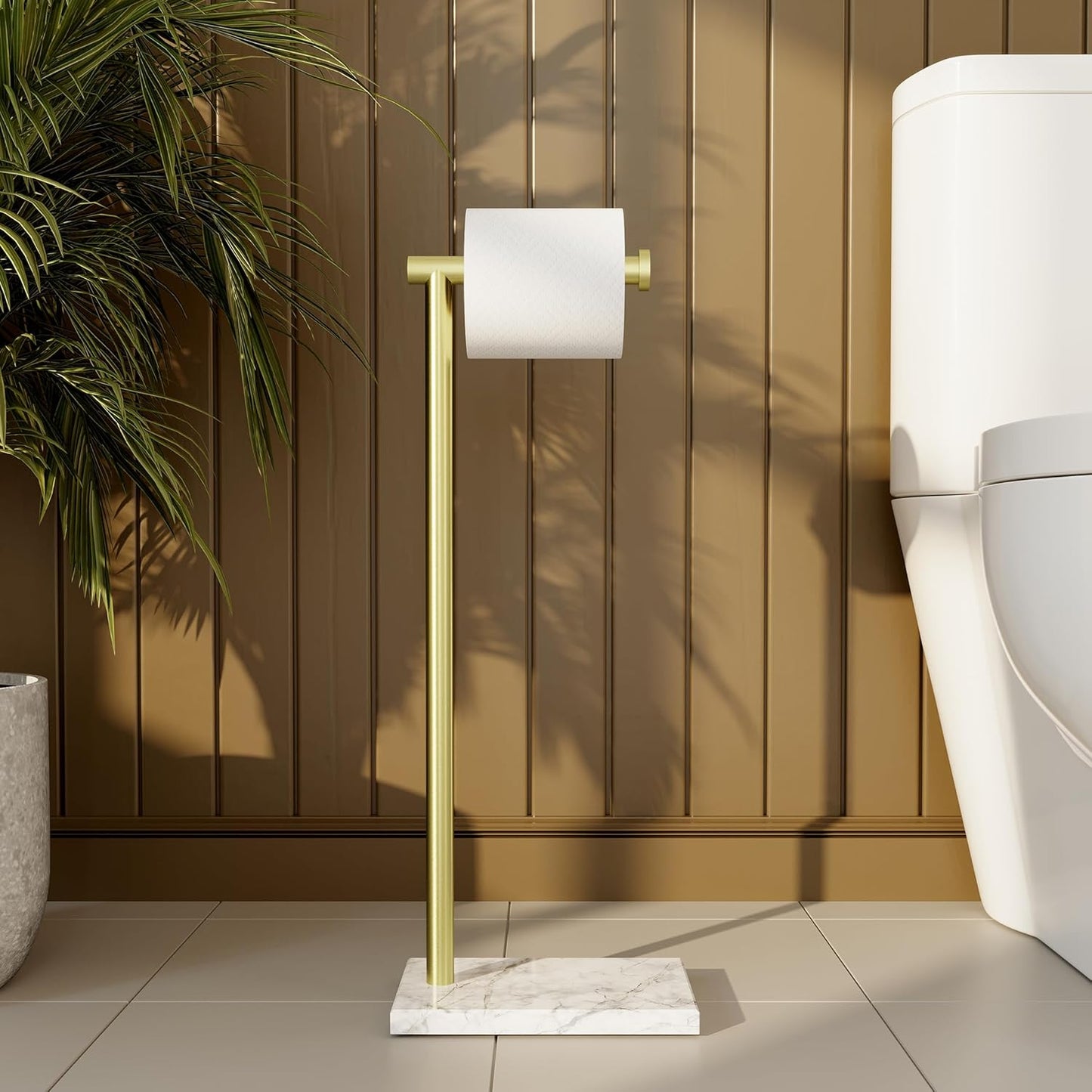 KES Natural Marble Gold Toilet Paper Holder Stand for Bathrooms