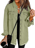 Vetinee Oversized Denim Shacket Womens Button Up Jacket - Relaxed Fit