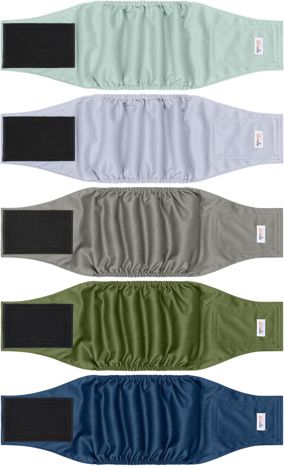 5 Pack Reusable Dog Diapers for Male Dogs - Premium Belly Bands