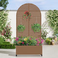 72in Arched Metal Raised Garden Bed with Trellis and Wheels - Brown