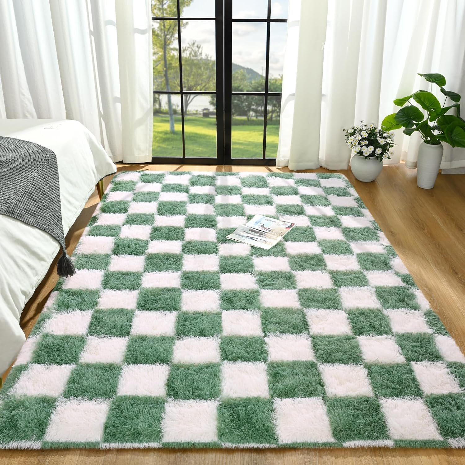 Sage Green and White Area Rugs for Cozy Modern Home Decor