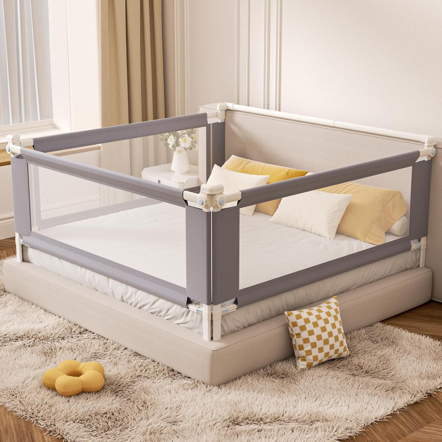 3-Piece Queen Size Bed Rail for Toddlers - Adjustable Safety Guard