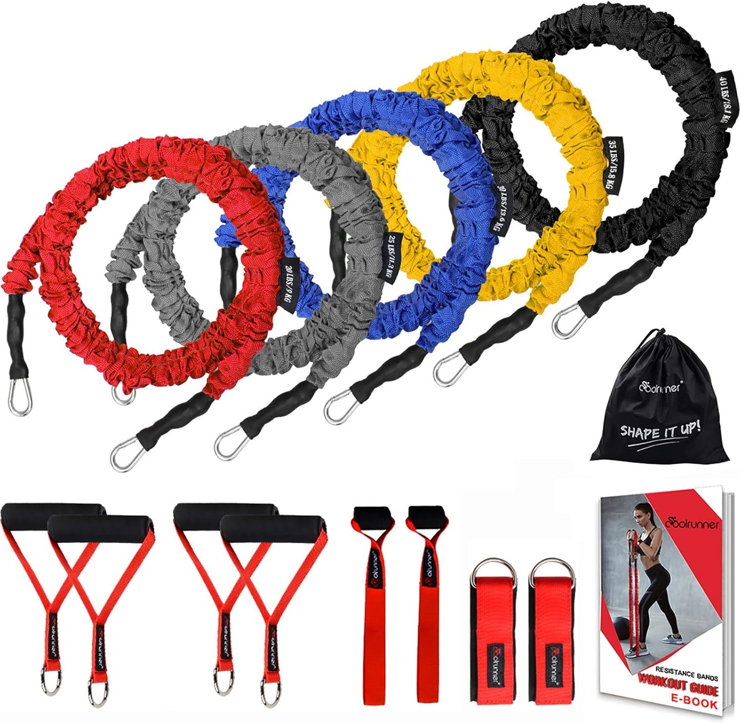 Coolrunner 14 PCS Resistance Bands Set for Ultimate Workouts