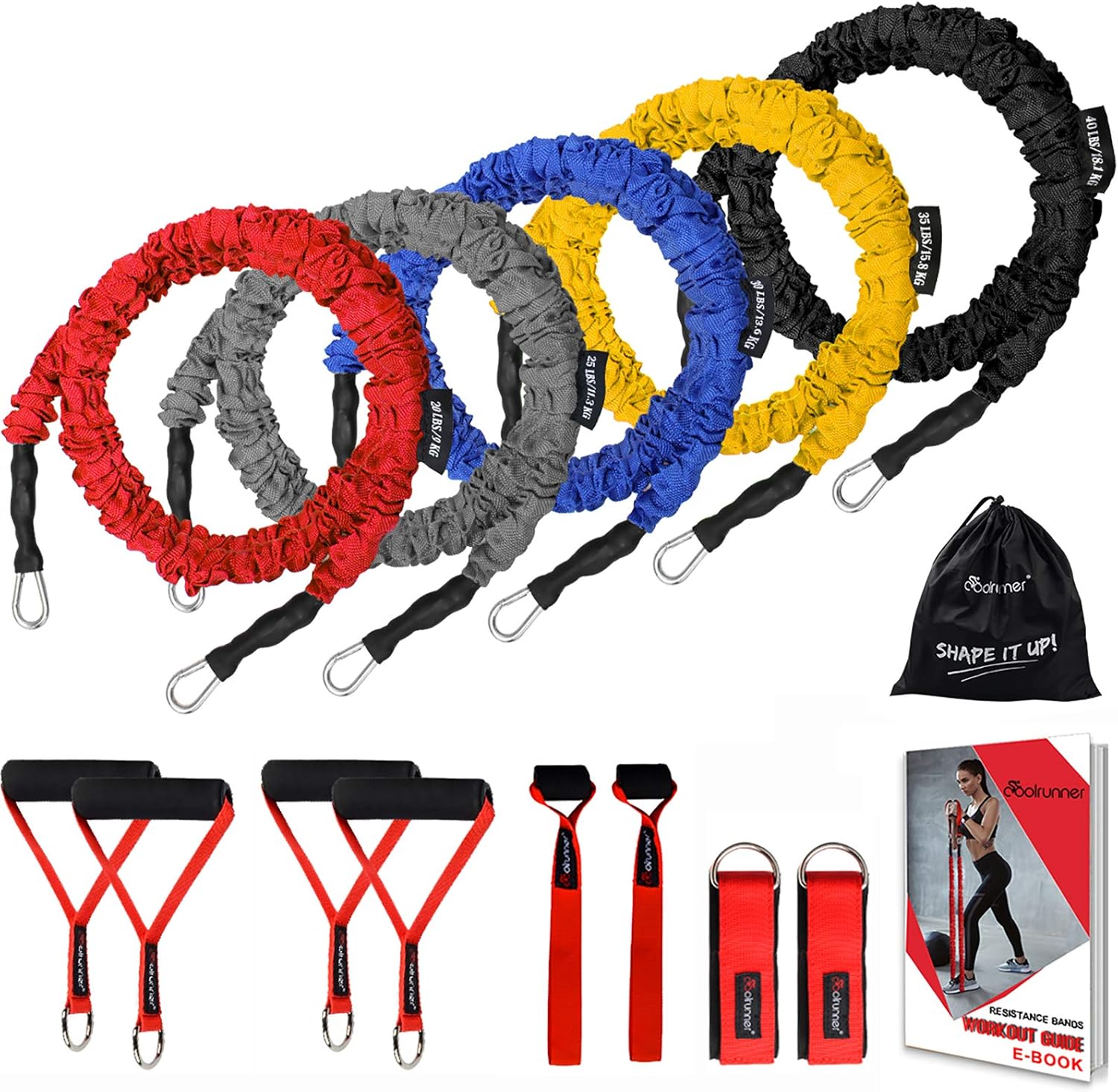 Coolrunner 14 PCS Resistance Bands Set for Ultimate Workouts