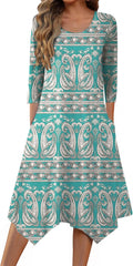 Zeagoo Midi 3/4 Sleeve Dress for Women - Elegant A Line Midi