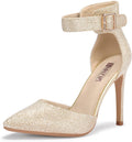 IDIFU Women's 4in High Block Heels Pumps - Dressy Pointed Ankle Strap