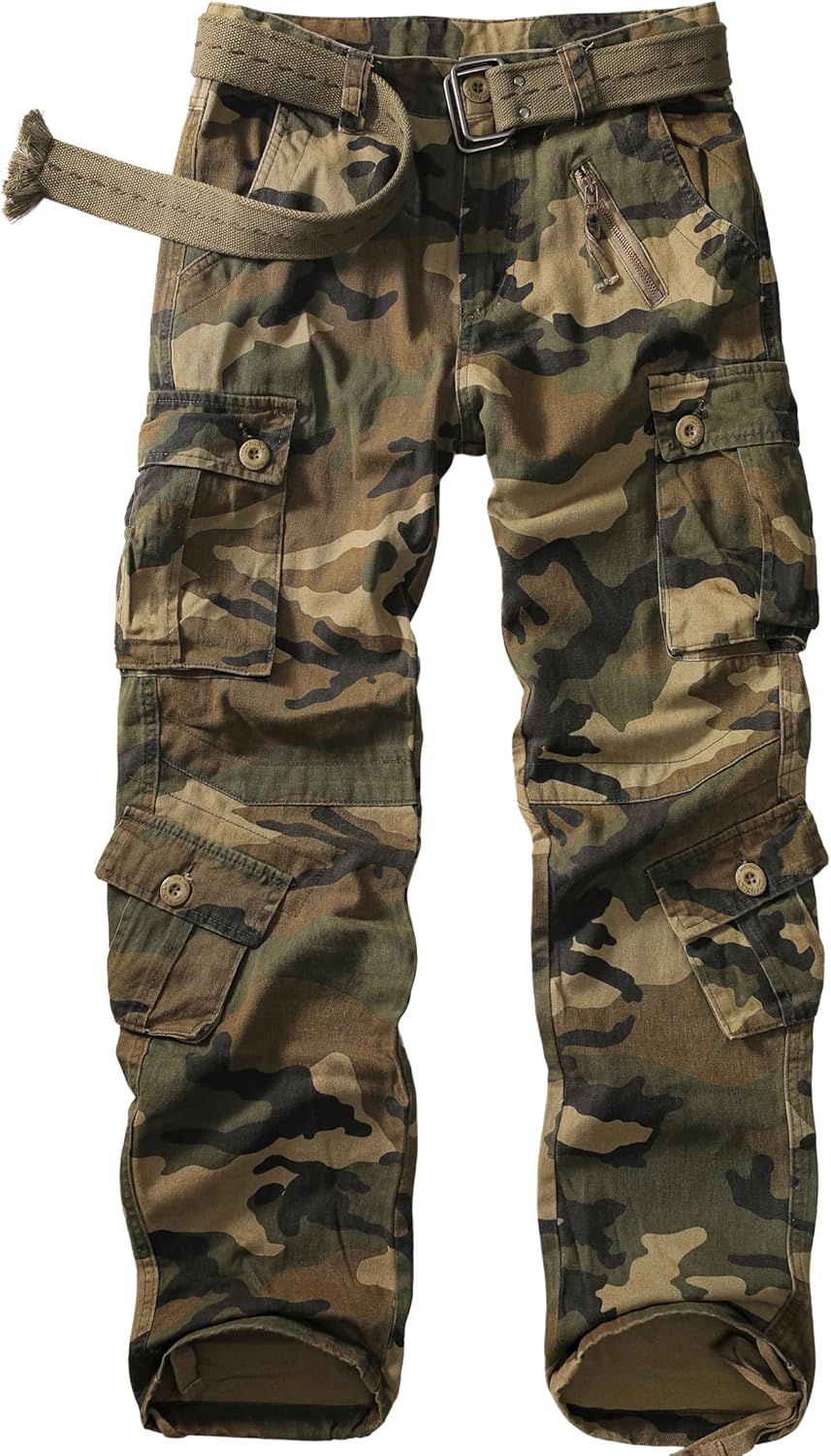 Womens Cargo Army Combat Work Pants with 8 Pockets for Comfort