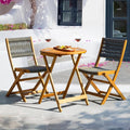Wood Rope Design Heavy Duty 400lbs Capacity Patio Bistro Set - Compact