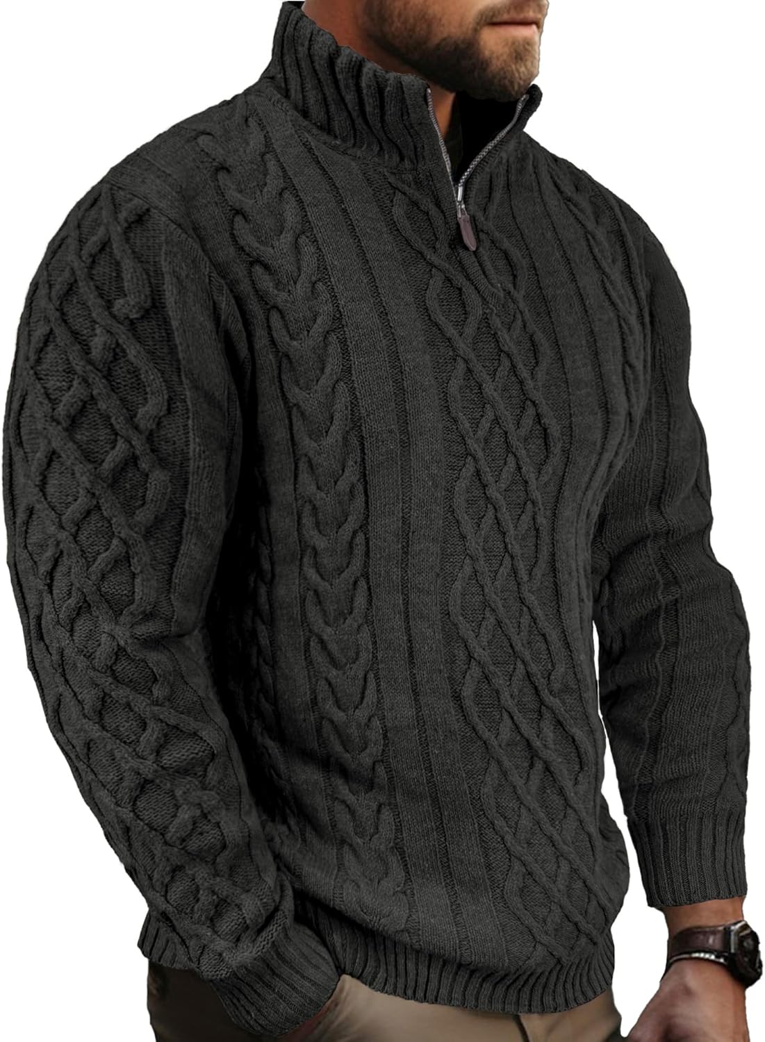 Comdecevis Mens Quarter Zip Sweater for Stylish Comfort