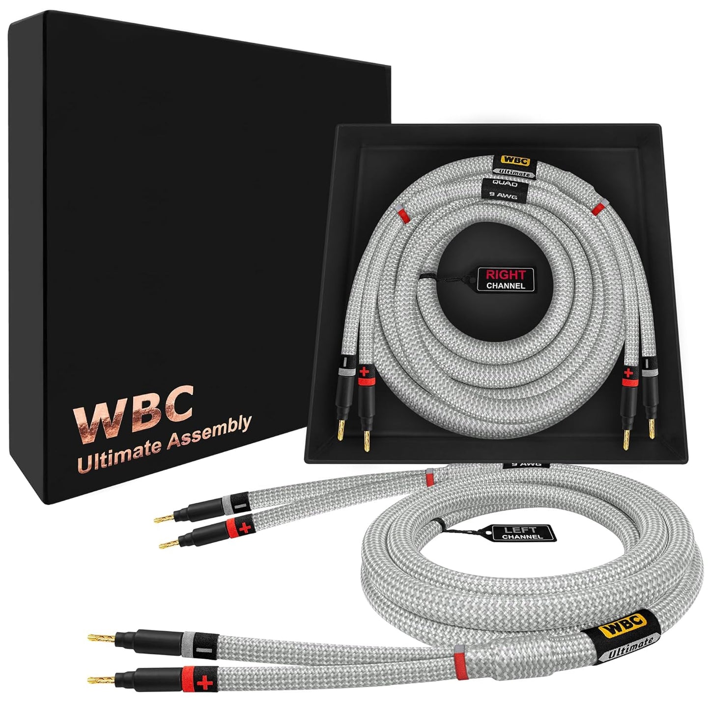 Ultimate 8 Foot Audiophile Speaker Cable with Gold Plugs