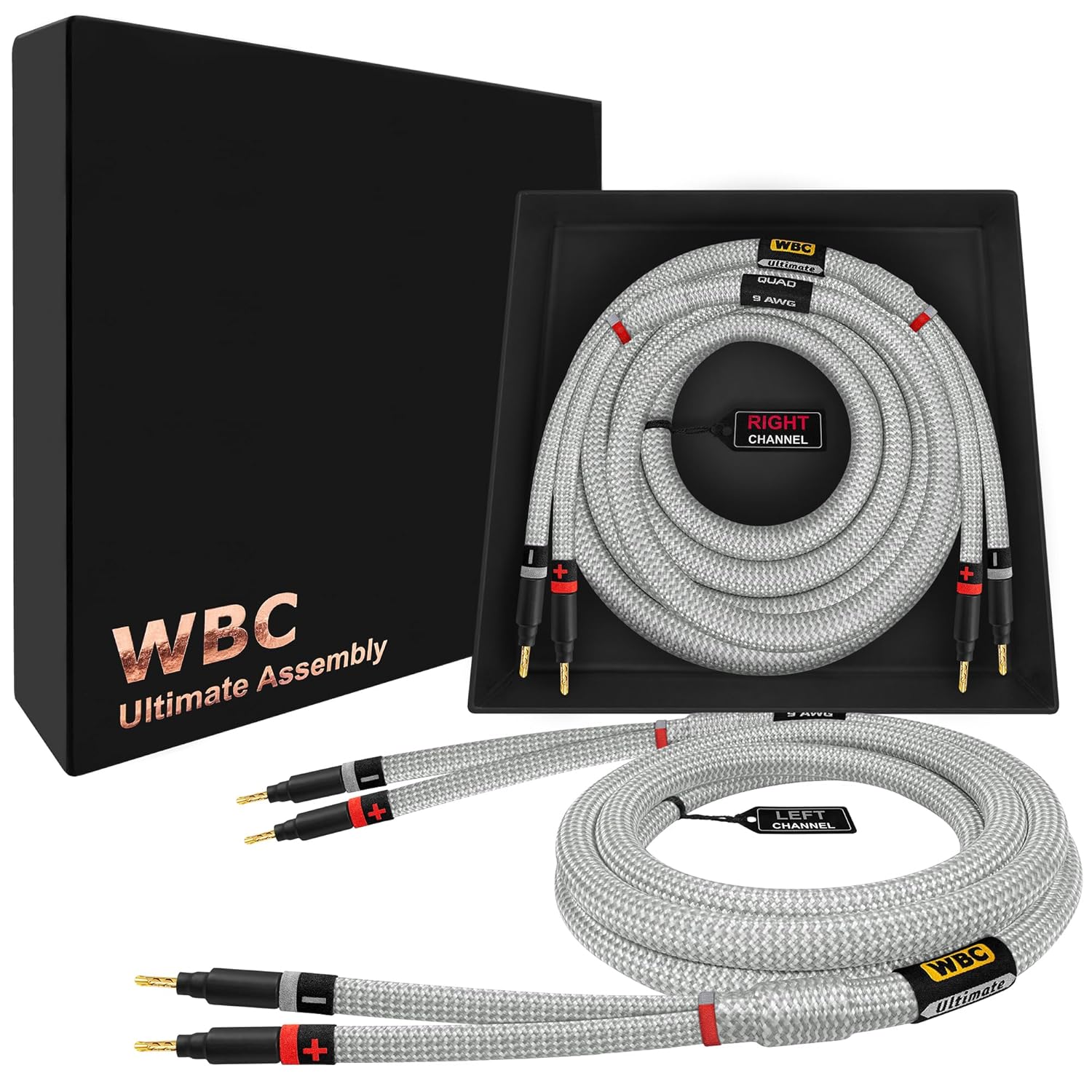 Ultimate 8 Foot Audiophile Speaker Cable with Gold Plugs