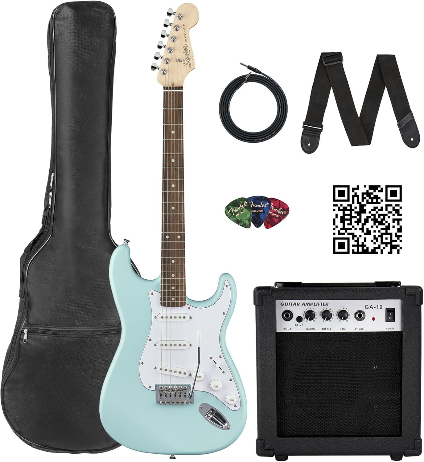 Fender Squier Stratocaster Bundle - Daphne Blue Kit