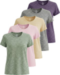 Women's 5 Pack Short Sleeve Workout T-Shirts - Moisture-Wicking Pack