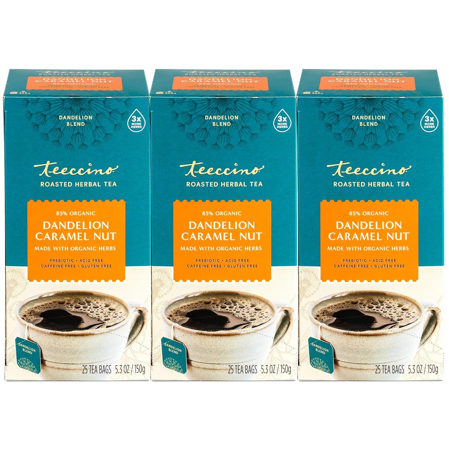 Teeccino Dandelion Caramel Nut Tea - Caffeine Free Herbal Delight