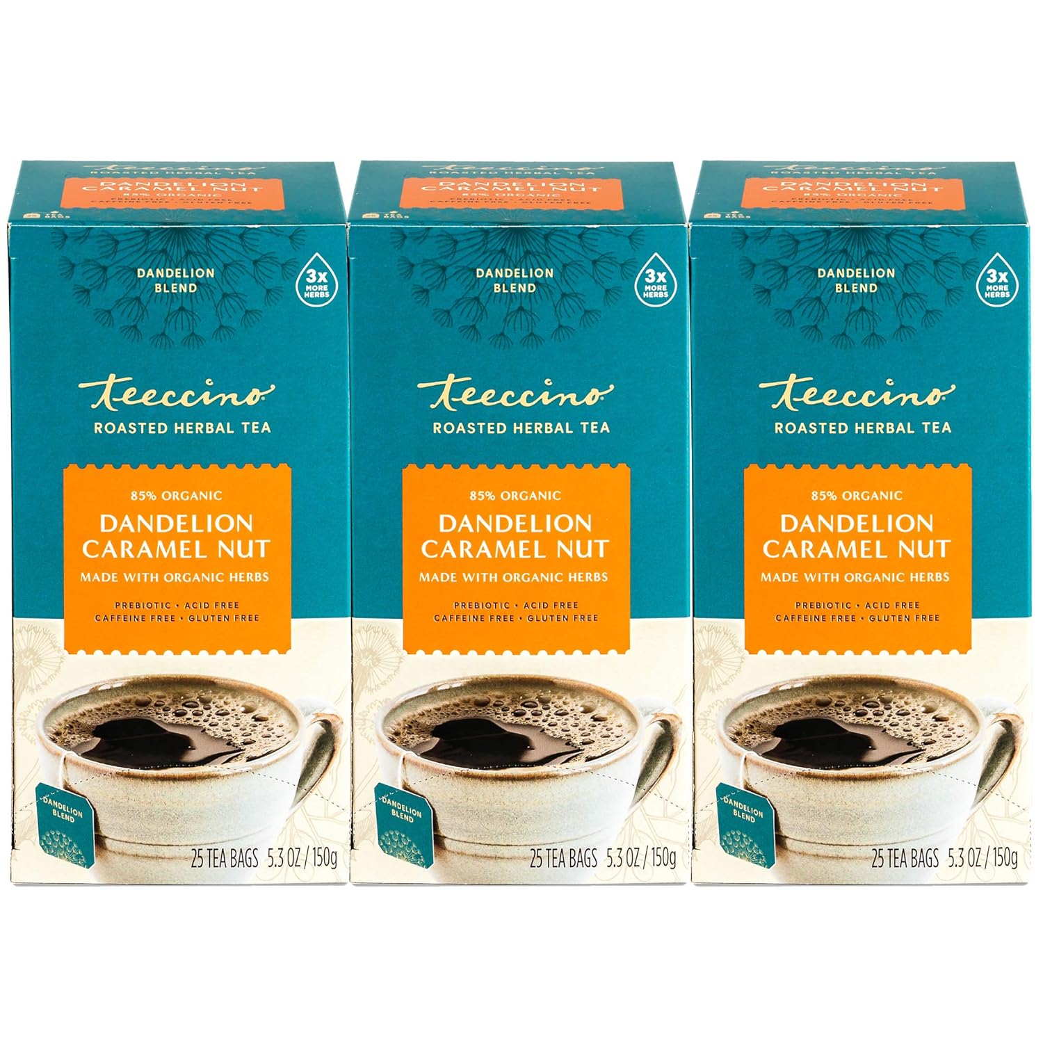 Teeccino Dandelion Caramel Nut Tea - Caffeine Free Herbal Delight