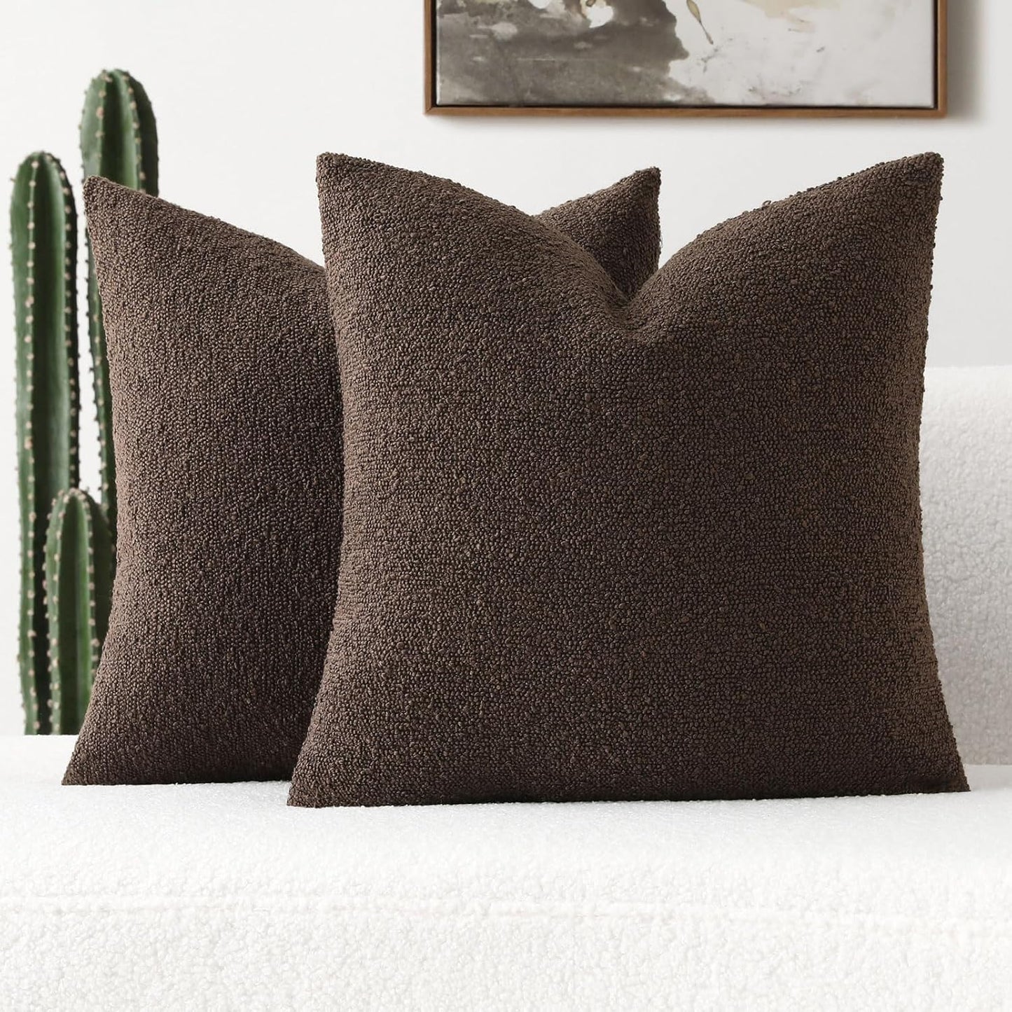 FUTEI Pack of 2 Dark Coffee Decorative Throw Pillow Covers