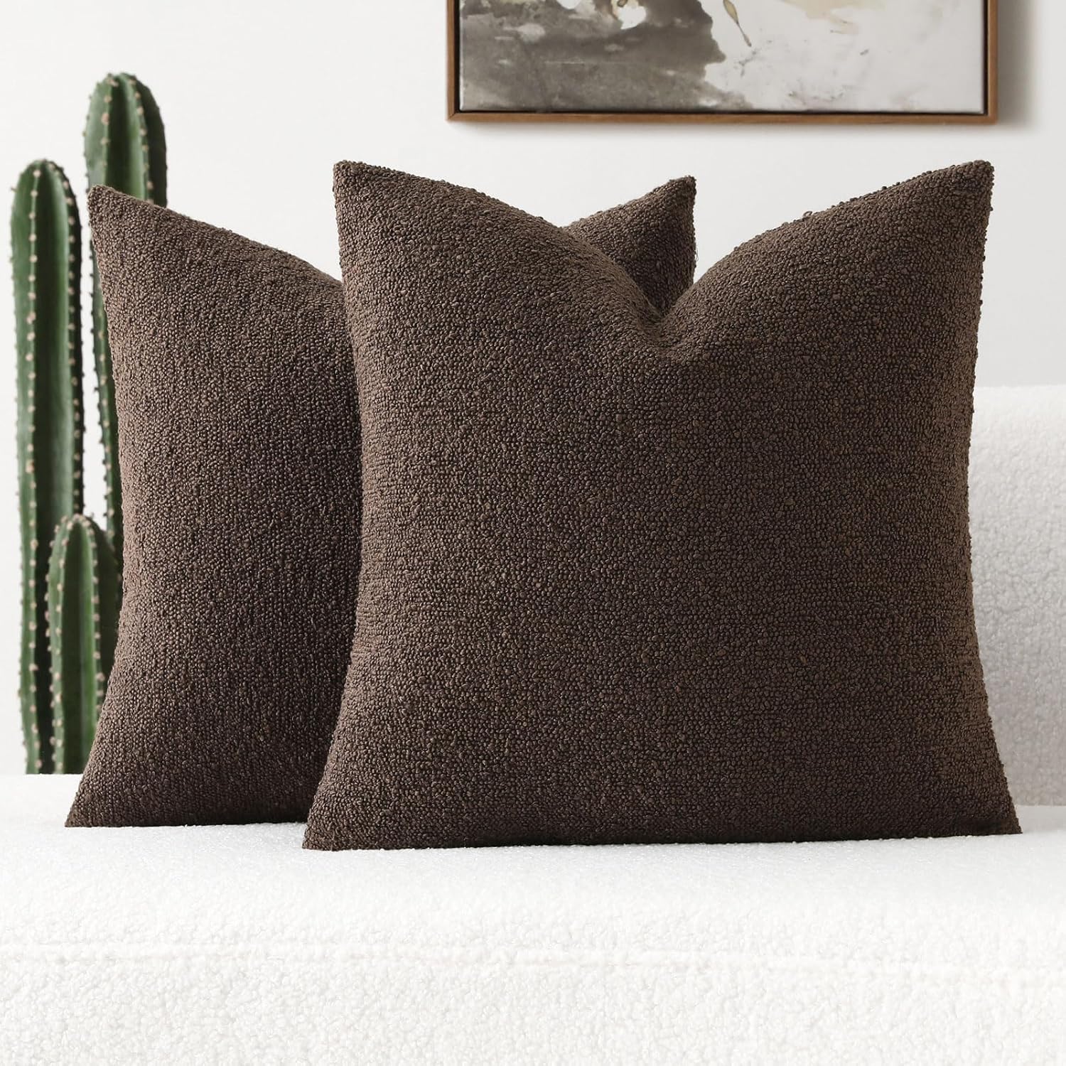 FUTEI Pack of 2 Dark Coffee Decorative Throw Pillow Covers