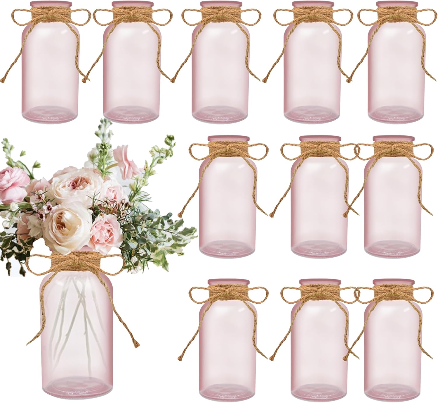 Vintage Glass Flower Vase Set for Weddings and Home Decor