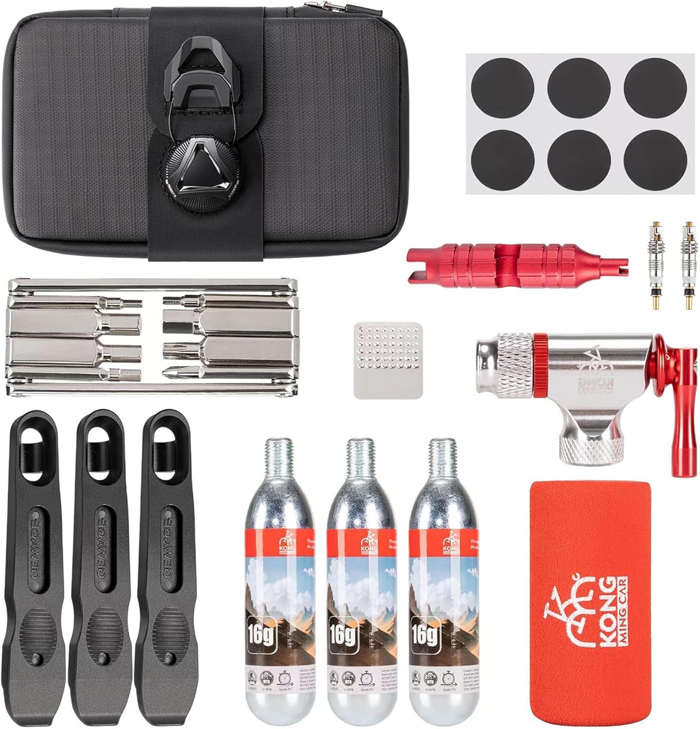 Bike Repair Tool Kit with CO2 Inflator and 8-in-1 Multi Tool