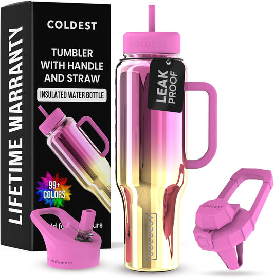 Coldest Tumbler with Handle and Straw - 46 oz Leakproof Design