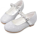Stelle Girls White Mary Jane Dress Shoes with Flower Accents