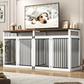 87In Farmhouse Dog Crate TV Stand for Large Dogs with 4 Locks