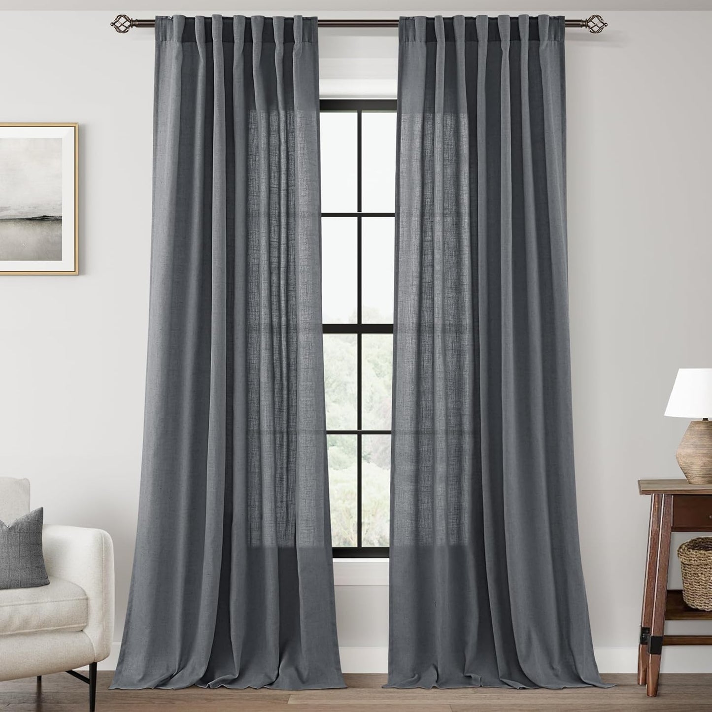 Dark Gray Curtains for Living Room Back Tab Modern Farmhouse