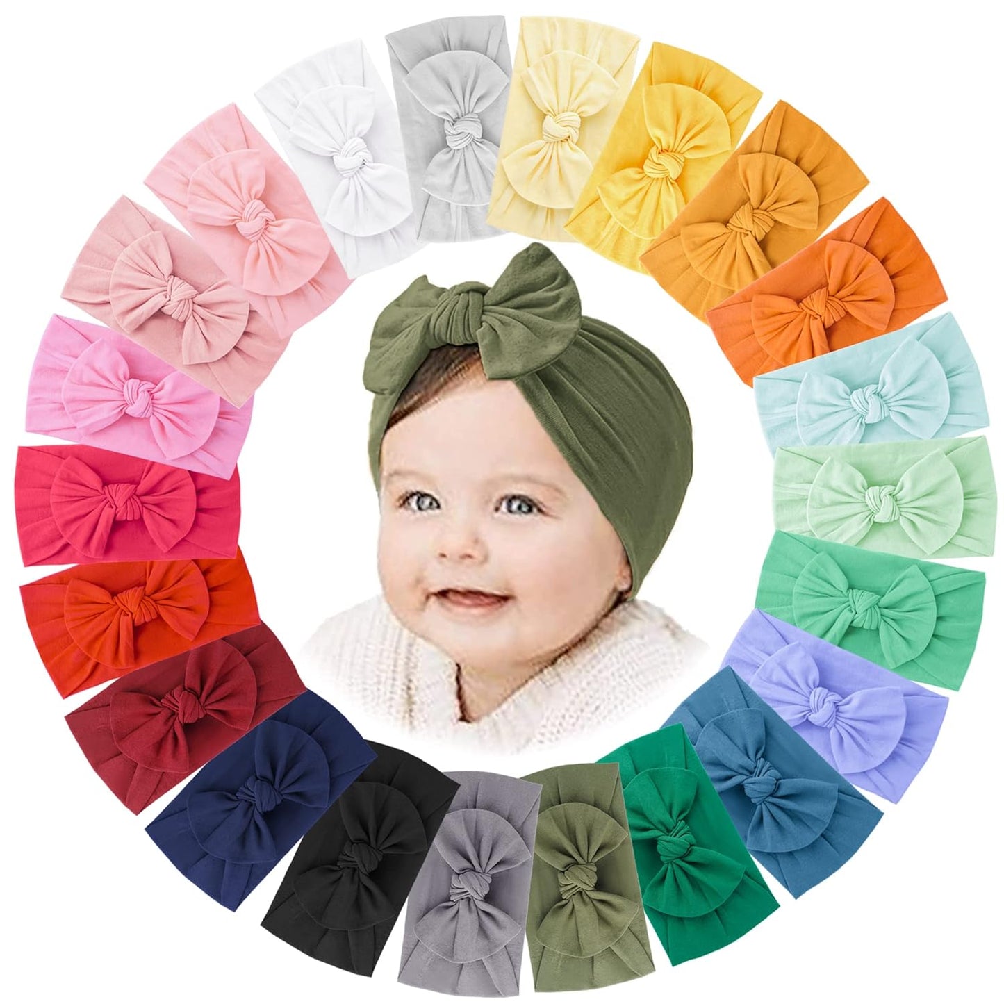 Soft Nylon Baby Headbands with Bows for Stylish Kids