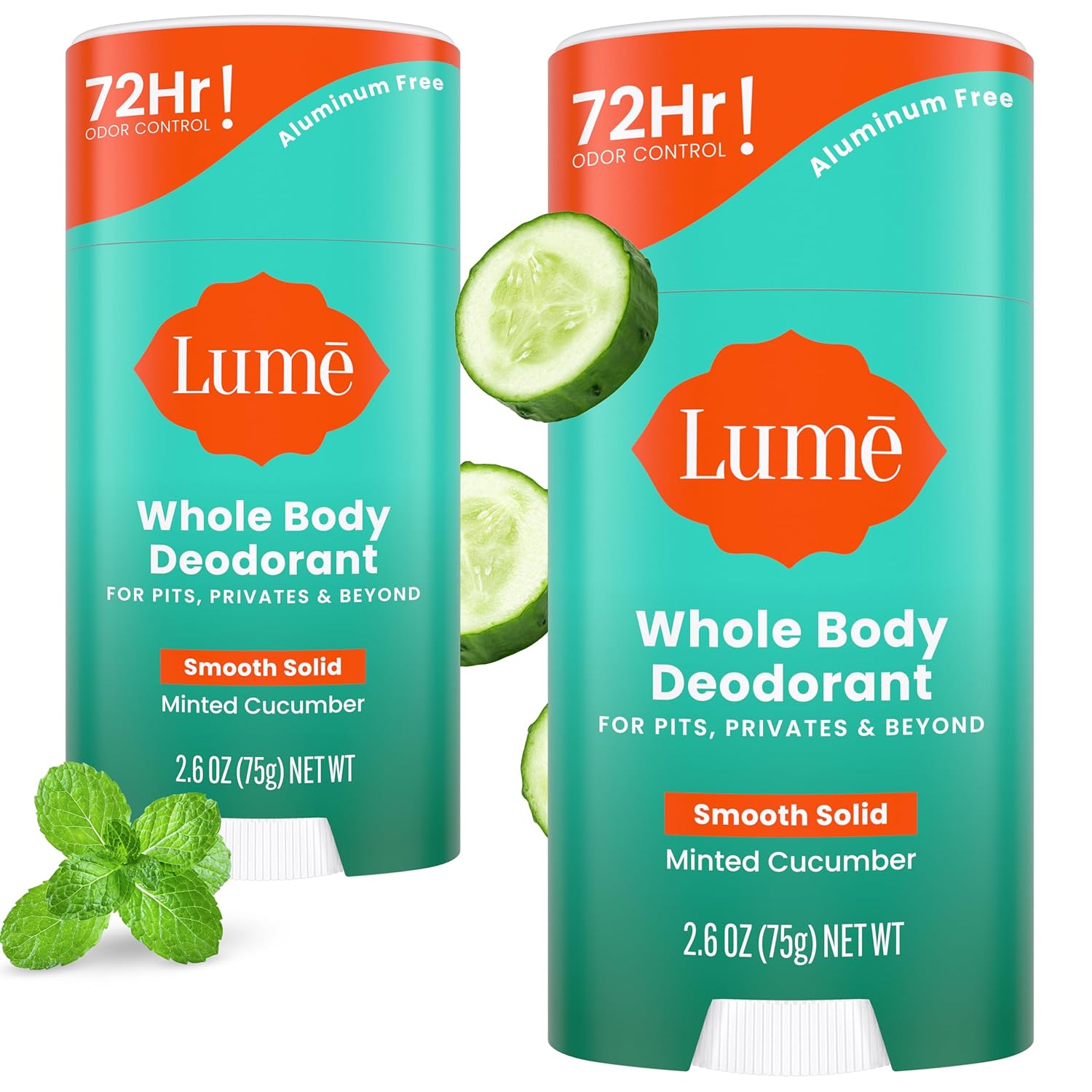 Lume Whole Body Deodorant for 72 Hour Odor Control - Minted Cucumber