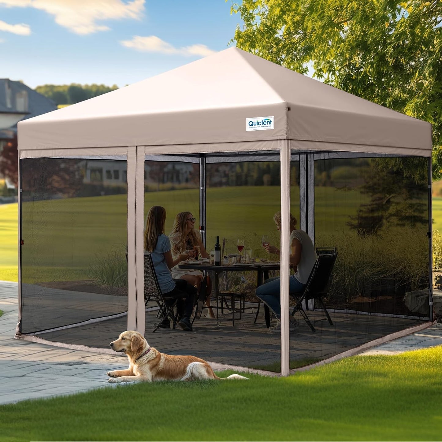 Quictent 8ftx8 Pop up Screened Canopy Tent for Outdoor Fun