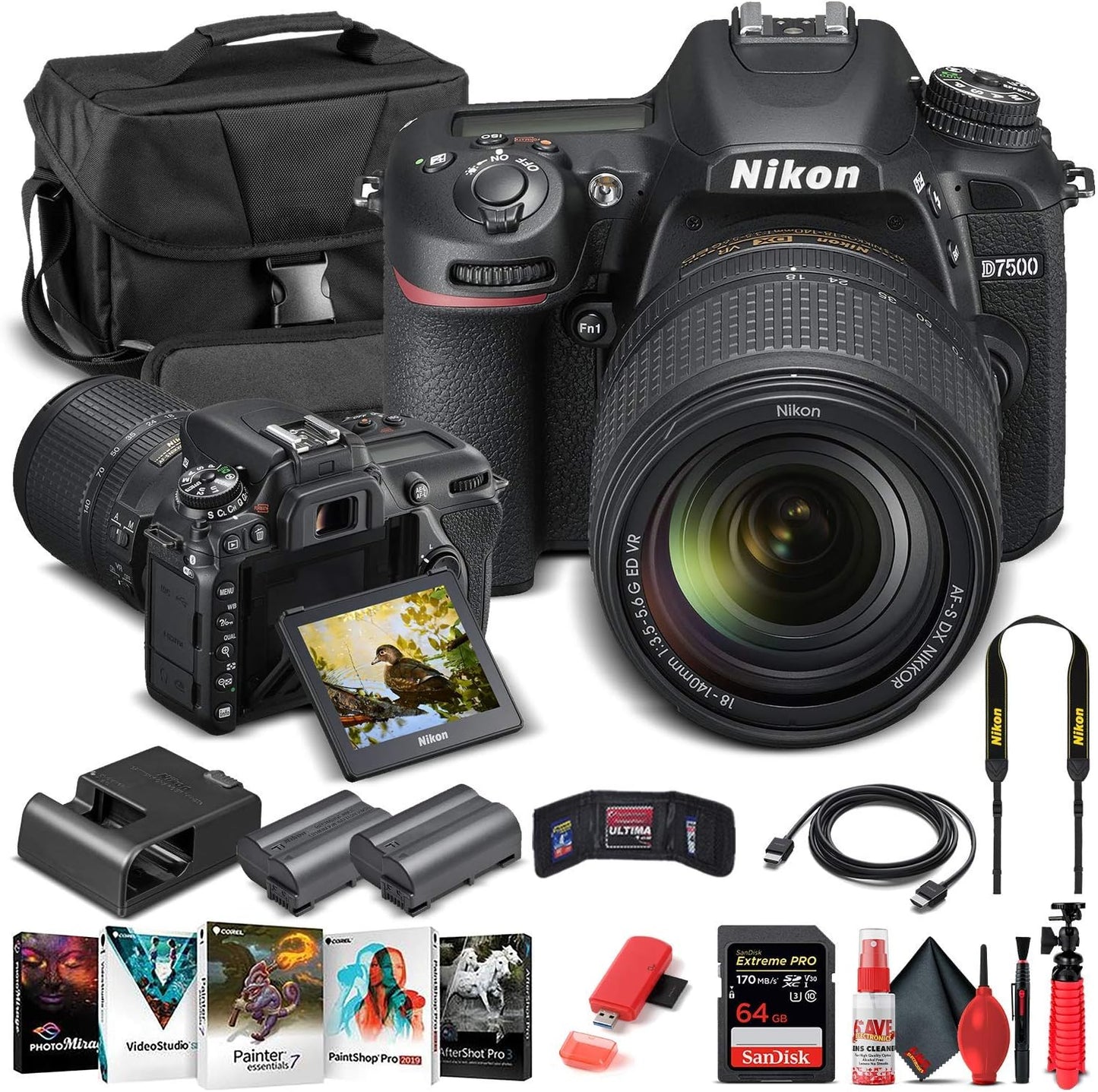 Nikon D7500 DSLR Camera Bundle with 18-140mm Lens and More