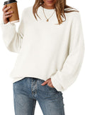 Arach&Cloz Women's Wool Blend Oversized Sweater - Cozy Crewneck