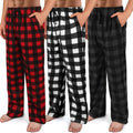 3 Pack Mens Pajama Pants Microfleece Plaid Lounge Pants - Warm Pack