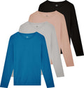 Women's Cotton Classic-Fit Long-Sleeve Crewneck T-Shirt 4 Pack