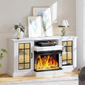 Nordivale 59'' Electric Fireplace TV Stand, LED Flames, White