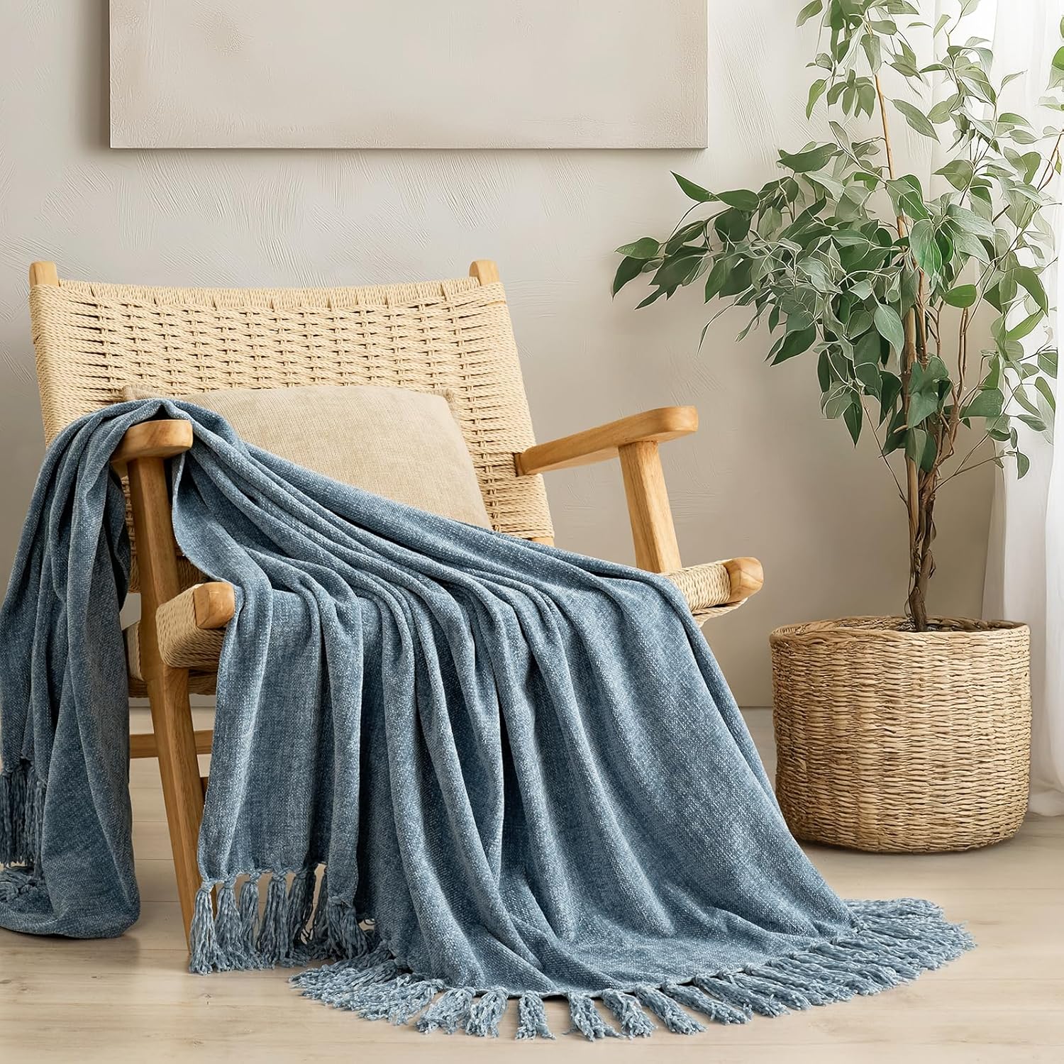 EVERGRACE Soft Chenille Throw Blanket for Cozy Home Decor