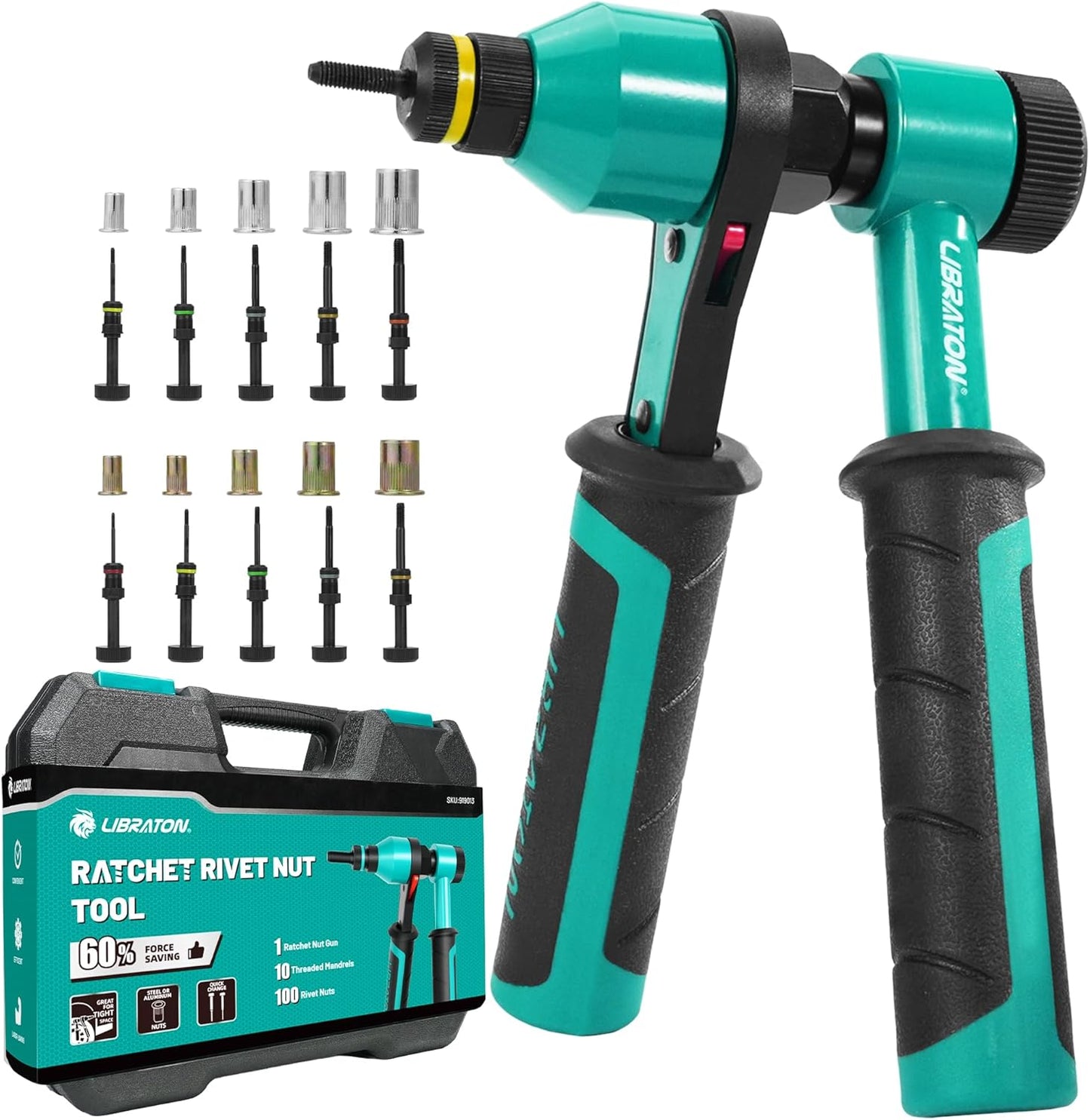 Rivet Nut Tool Kit with Ratchet Mechanism and Ergonomic Design