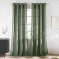 Forest Green Linen Curtains for Kitchen W55 x L84 - Semi Sheer Privacy