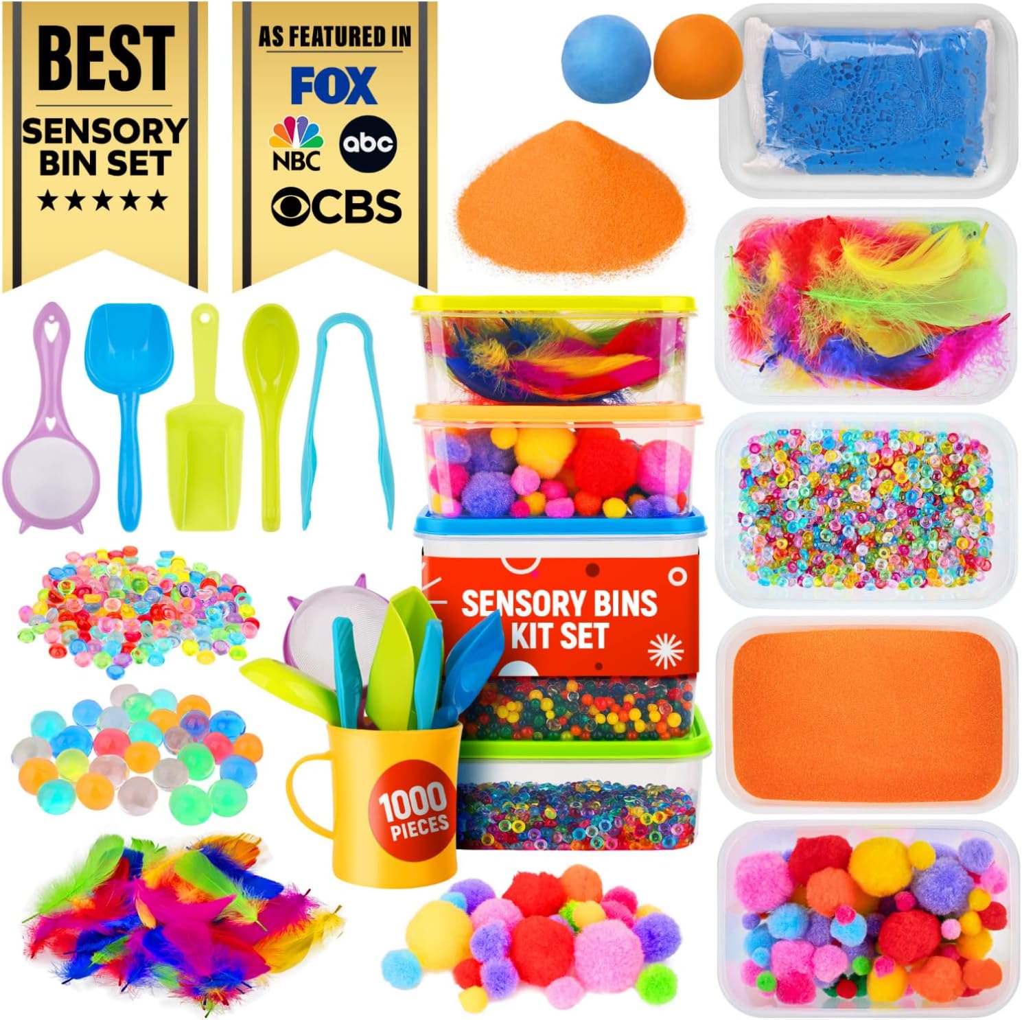 Sensory Kit for Toddlers and Kids - 5 Bins with Fun Fillers